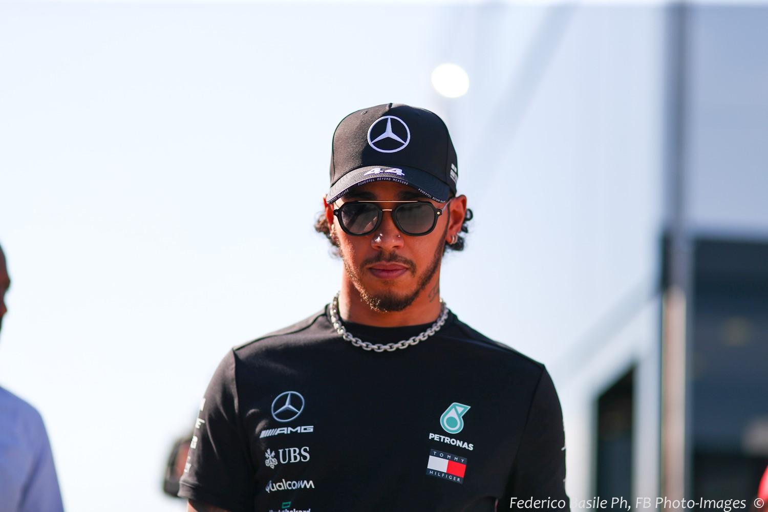 Lewis Hamilton in the Hungaroring paddock