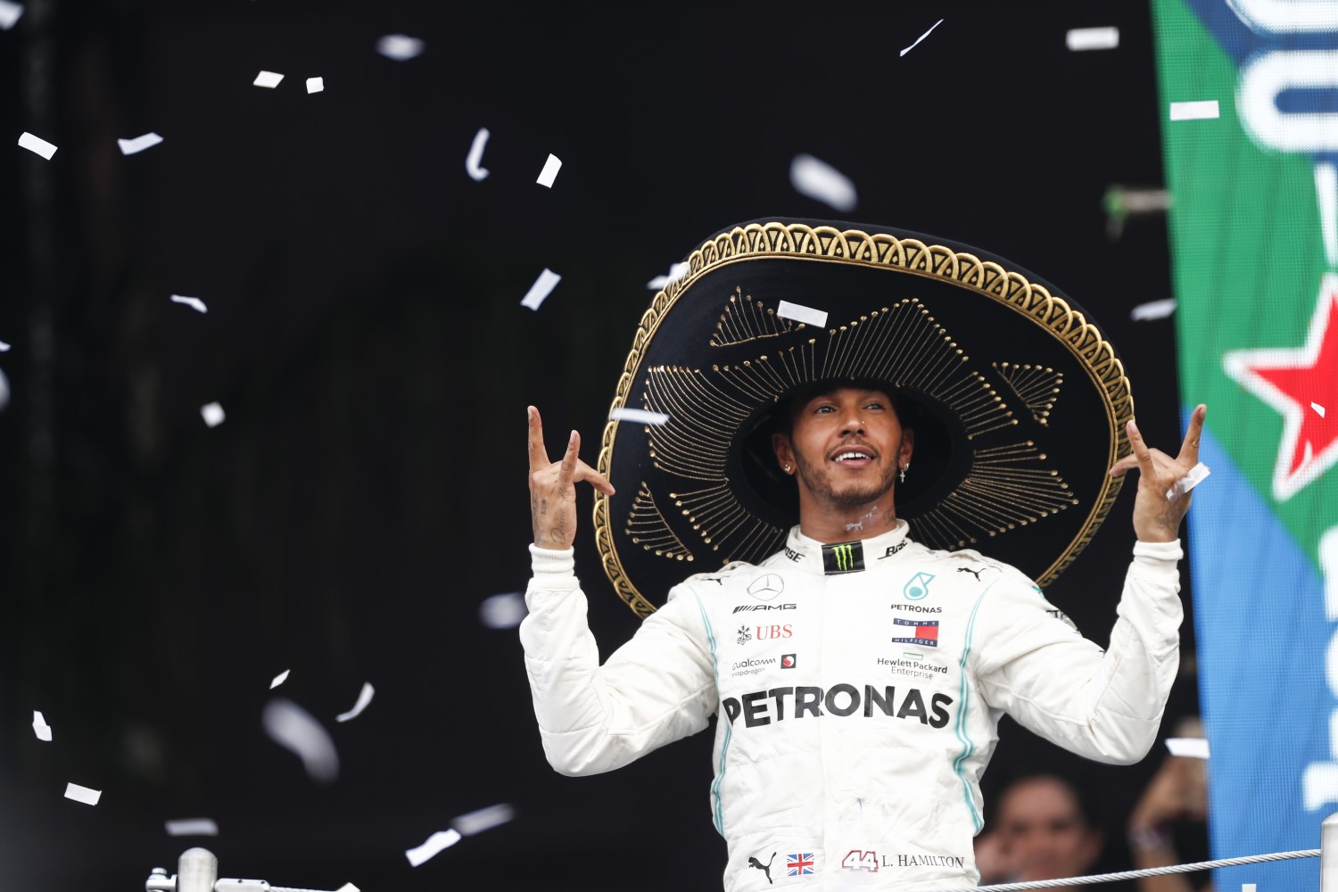 Hamilton dons a Mexican Sombrero