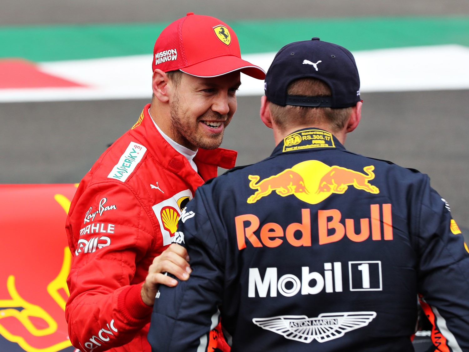 In Parc Ferme Vettel laughs and tells Mx, what you did not see the yellow?