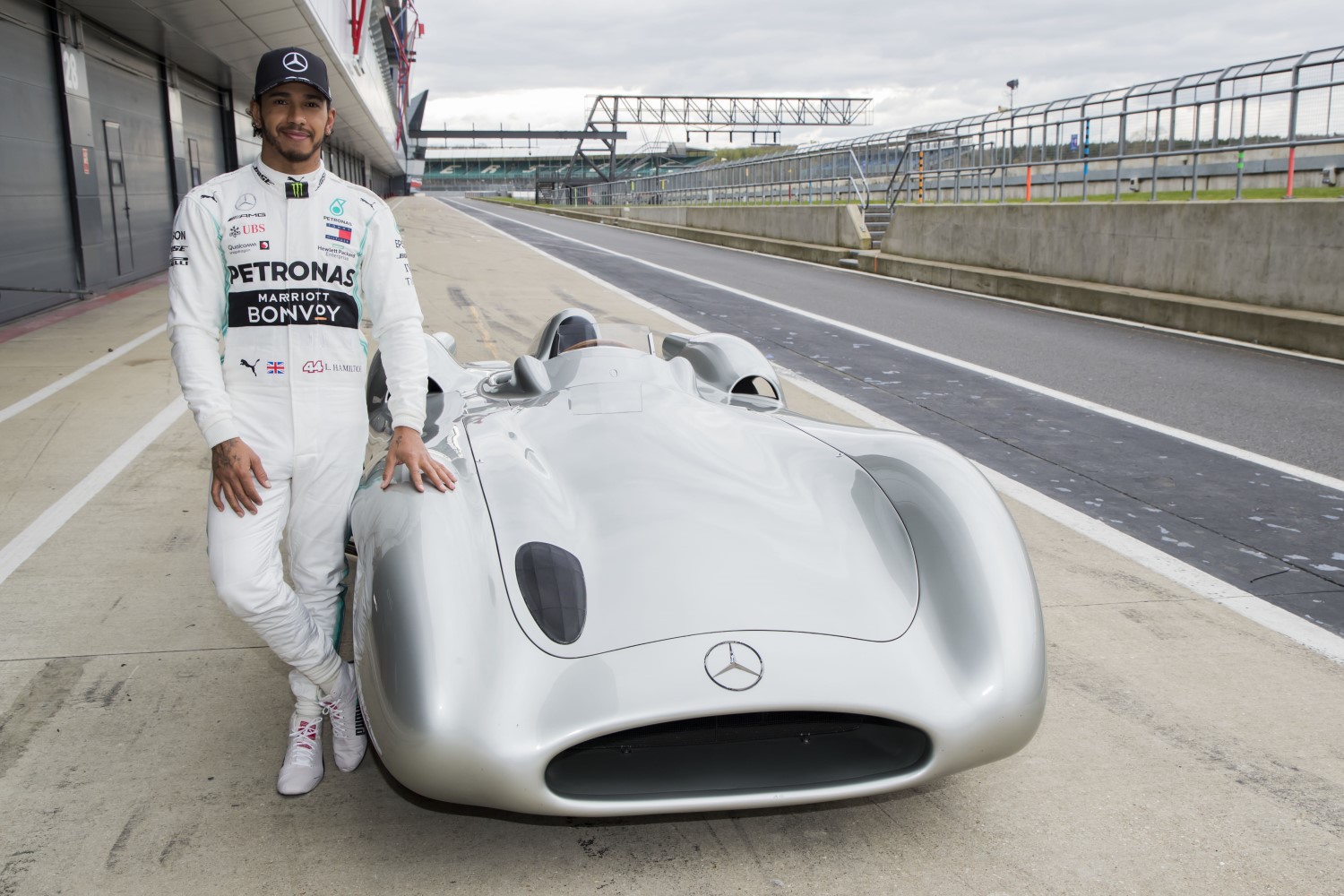 Lewis Hamilton with an early Mercedes