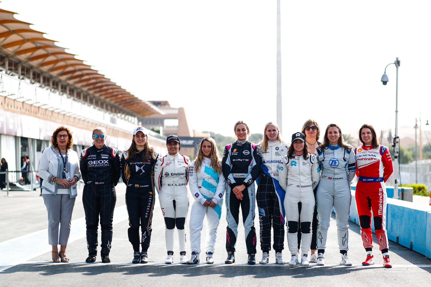 Women tryouts - Pippa Man (GBR), GEOX Dragon, Tatiana Calderon (COL), DS TECHEETAH, Amna Al Qubaisi (UAE), Envision Virgin Racing, Carrie Schreiner (DUE), HWA Racelab, Carmen Jorda (ESP),Nissan e.Dams, Beitske Visser (NLD), BMW I Andretti Motorsports, Jamie Chadwick (GBR), NIO Formula E Team, Simona de Silvestro (CHE), Venturi Formula E and Katherine Legge (GBR), Mahindra Racing