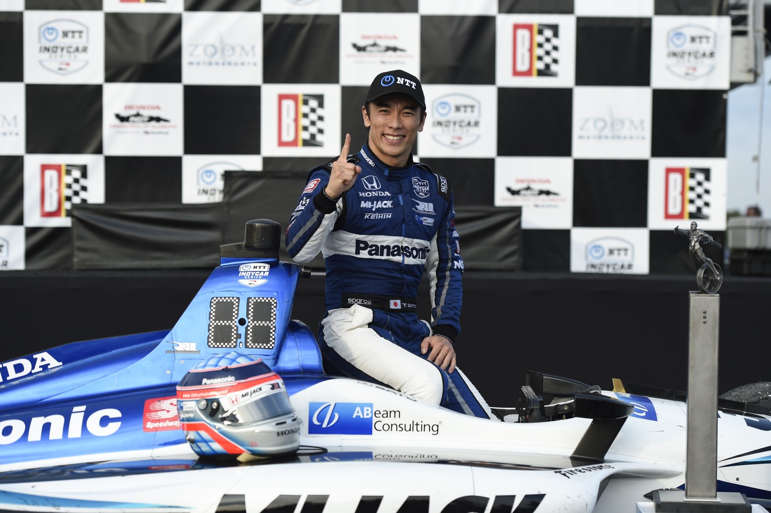 Sato won from pole at Barber this year