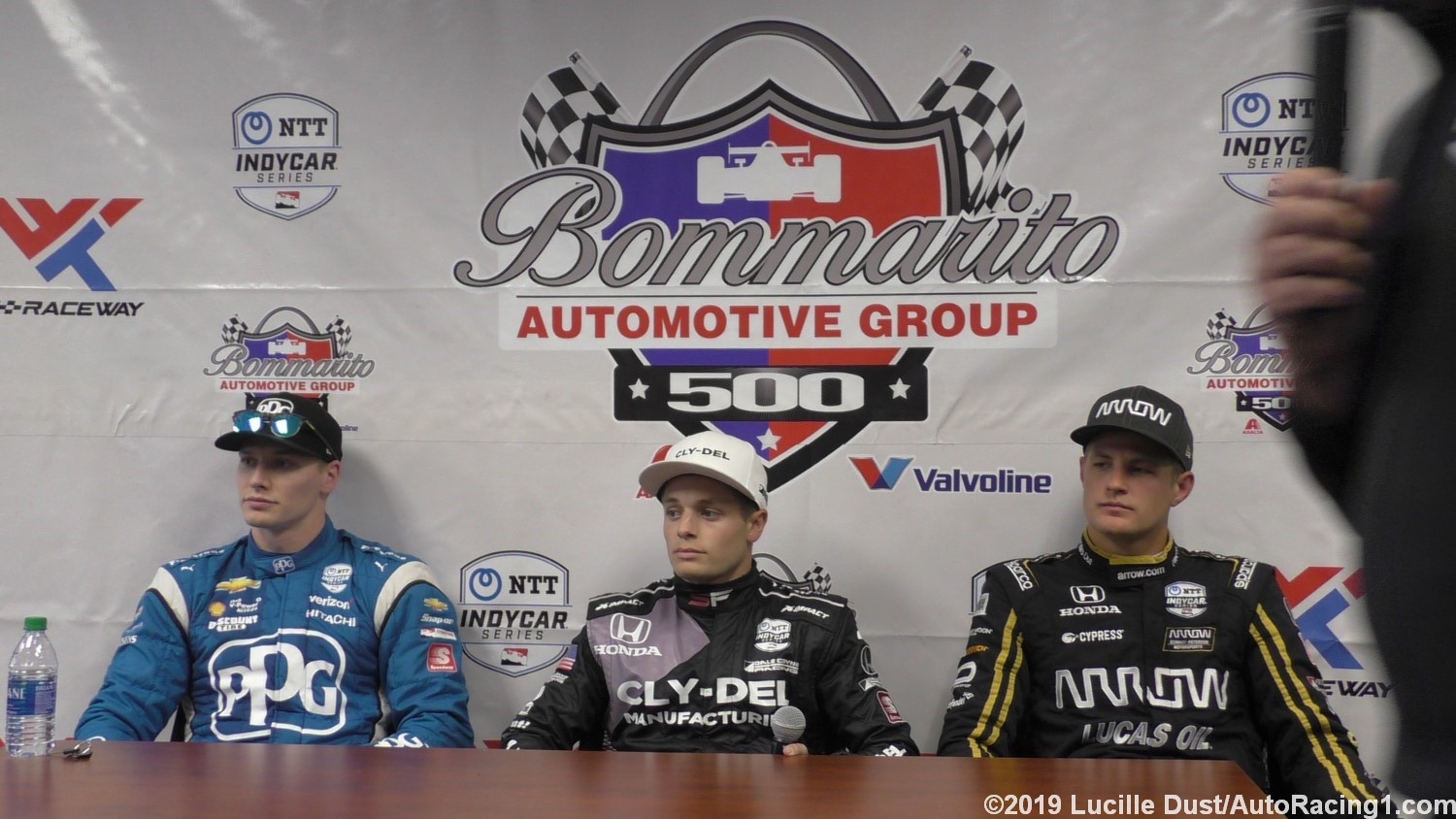 From left, Newgarden, Ferrucci and Ericsson