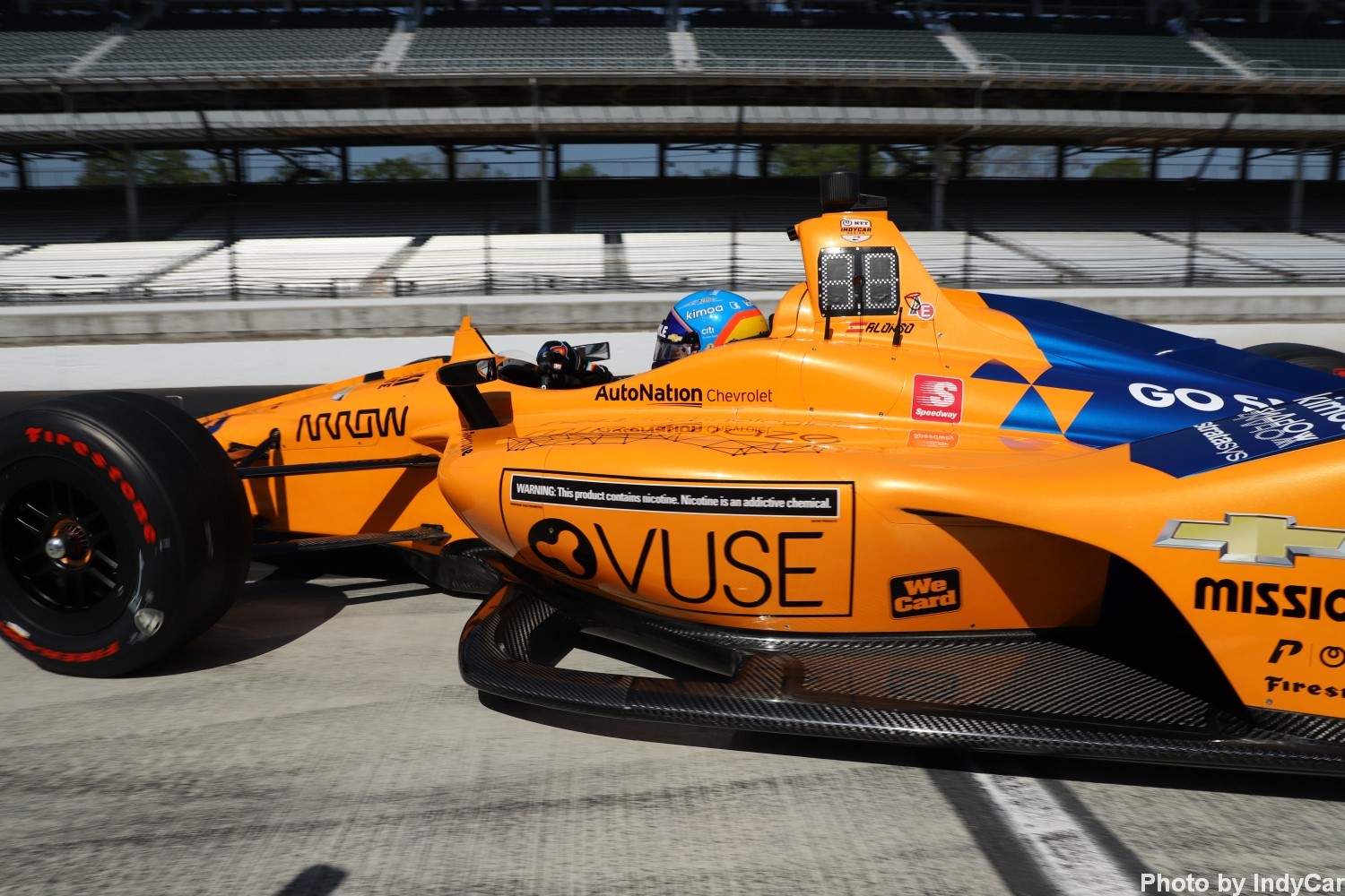 Vuse was prominent on Fernando Alonso's car at Indy in 2019