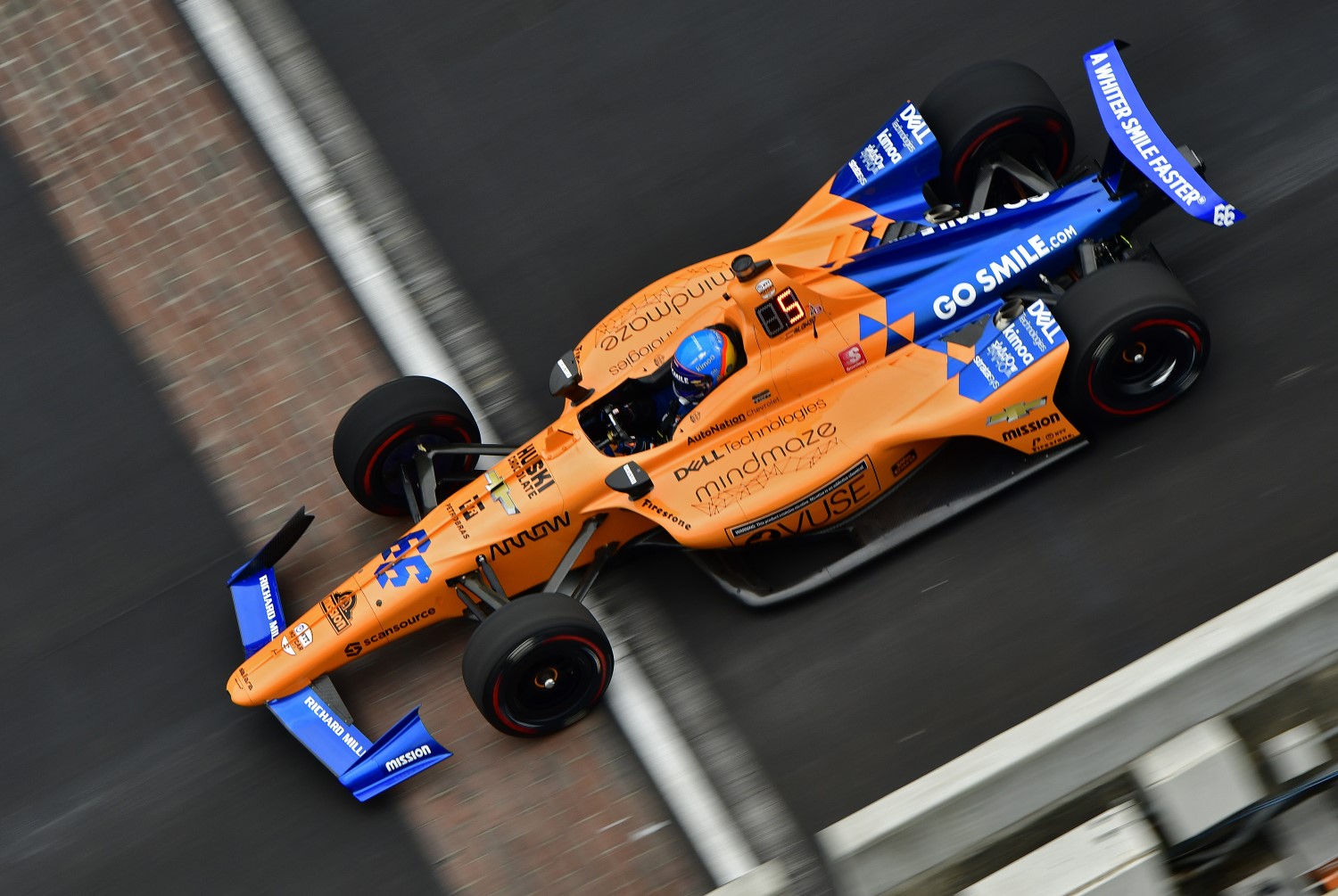 Alonso's car is flush with sponsorship