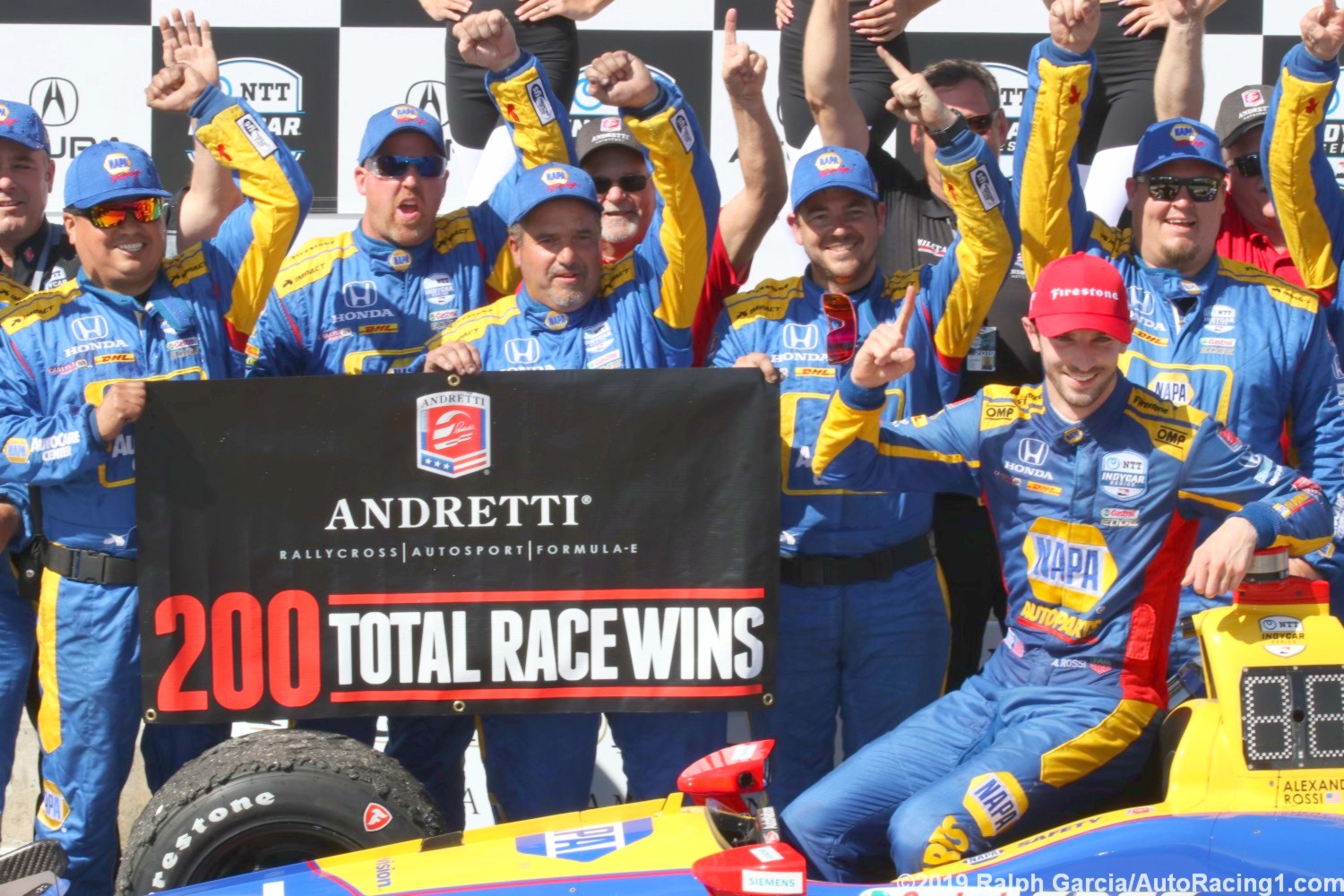 The Andretti team celebrates their 200th win