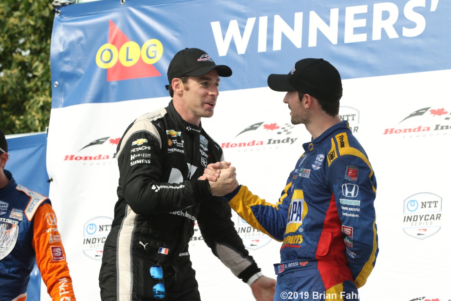 Rossi congratrulates Pagenaud on podium