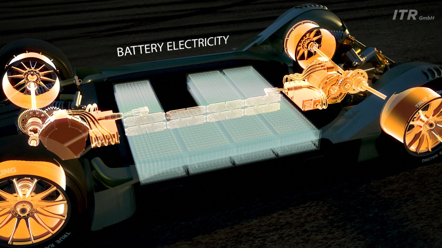 The car’s battery pack would be situated safely within the car’s carbon monocoque