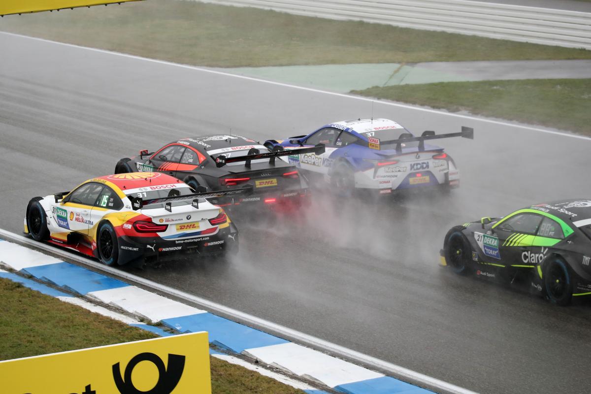 The DTM cars smoke a SuperGT car