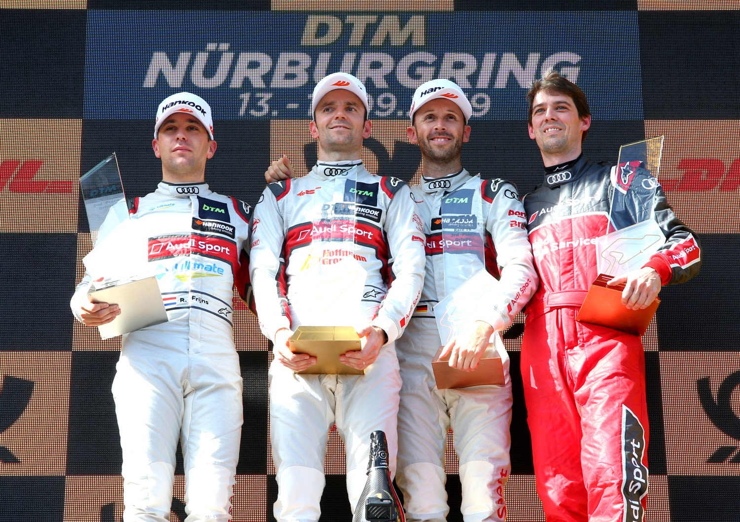 Sunday Podium, from left, Frijns, Green and Rast