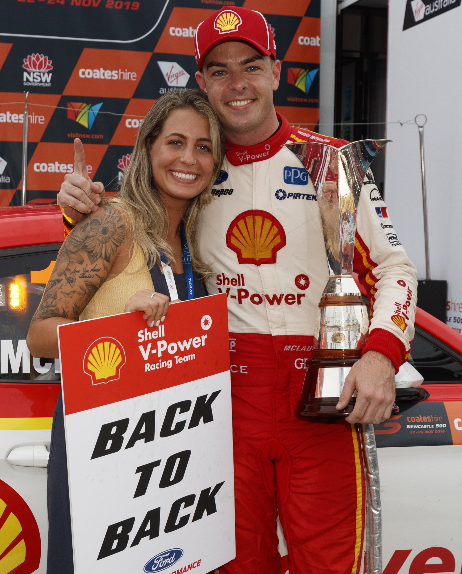 McLaughlin with his American wife.  Roger Penske makes 'stars.' McLaughlin will be IndyCar's next 'star'