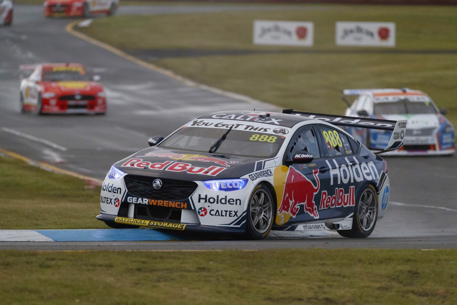 Lowndes out front in the wet