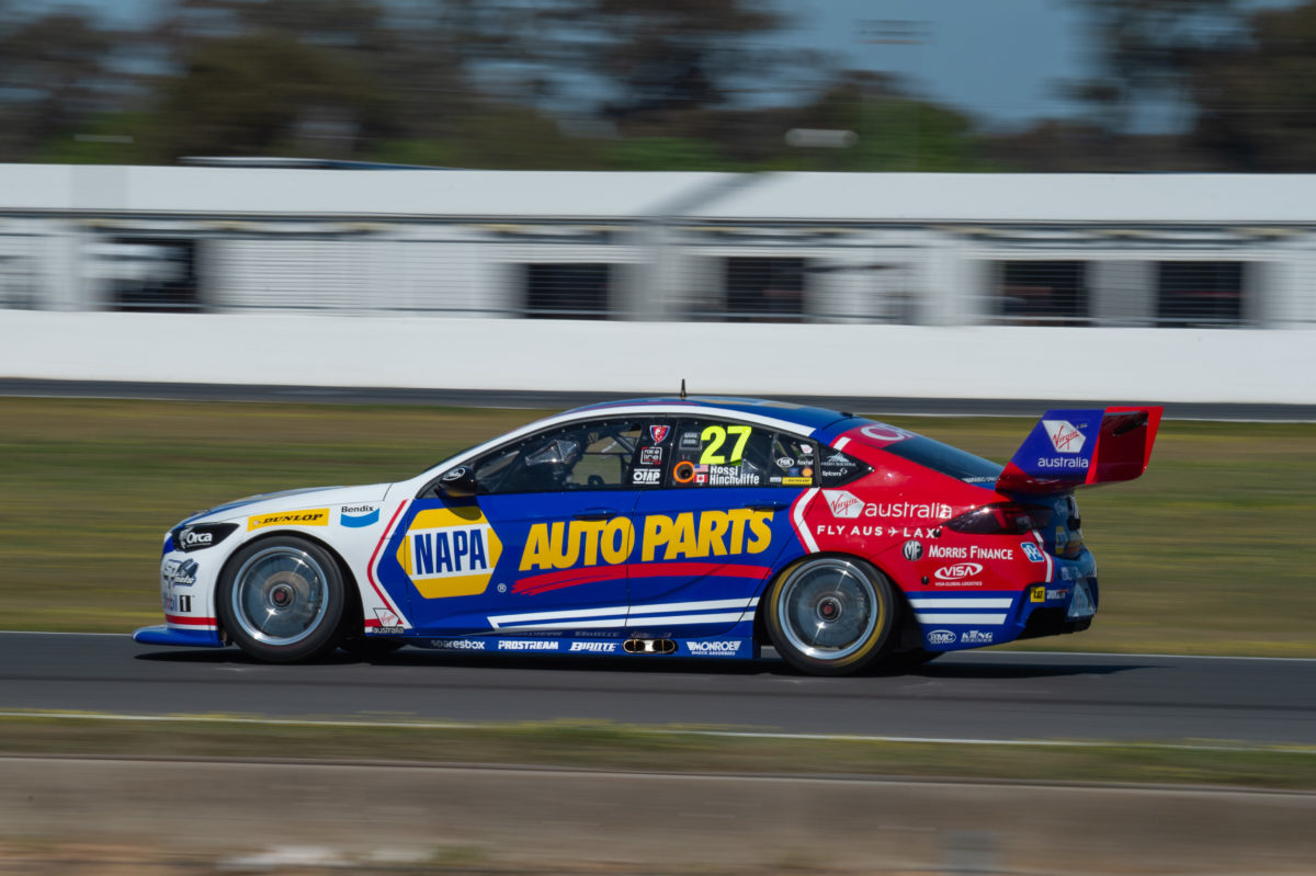 The NAPA sponsored WAU car with Rossi at the wheel Monday