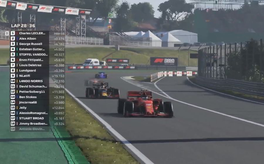 Leclerc leads Albon on lap 28