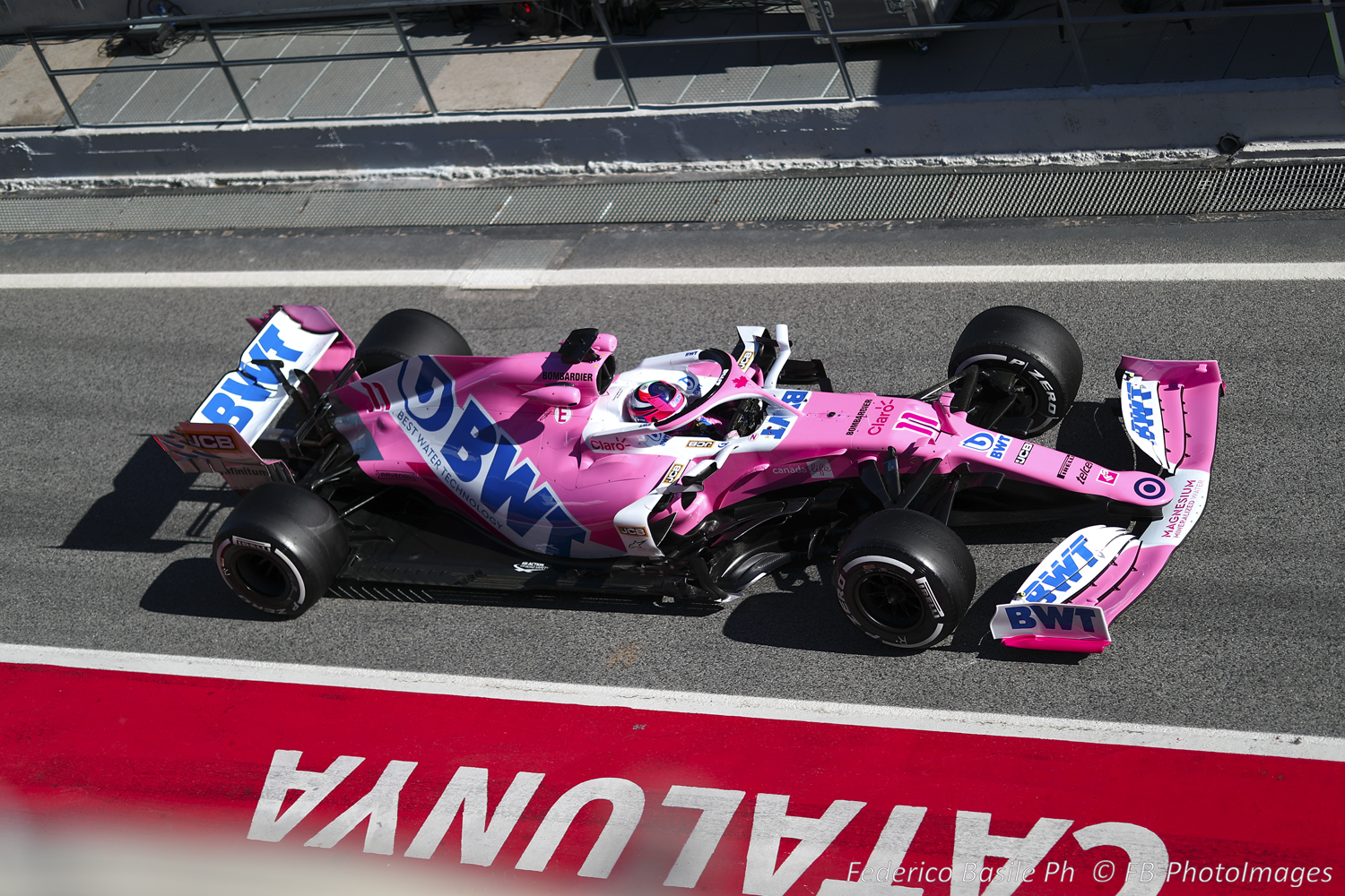 Sergio Perez in the 2019 Mercedes painted pink and called a Racing Point