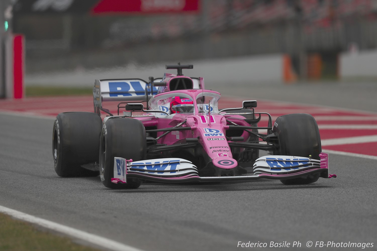 Sergio Perez tests the teams 'Pink' Mercedes