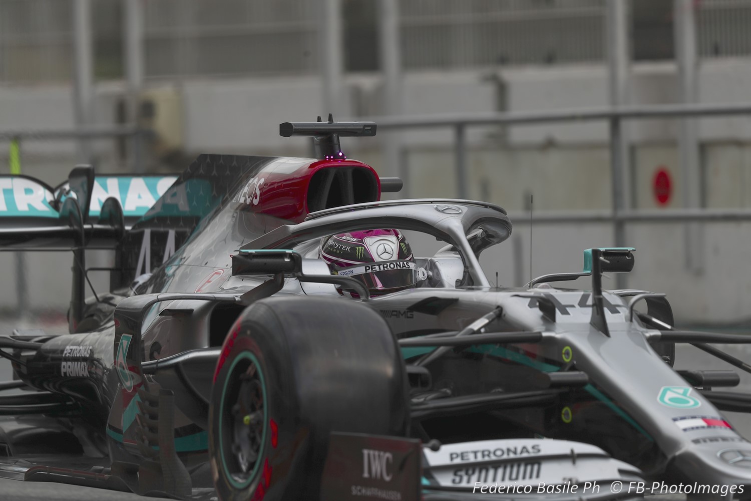 Lewis Hamilton in the superior Mercedes
