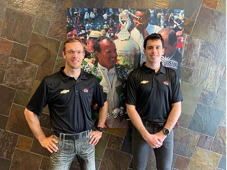 Sebastien Bourdais and Dalton Kellett met in the Foyt shop today as Bourdais was fitted for a seat in the 14 Chevrolet.