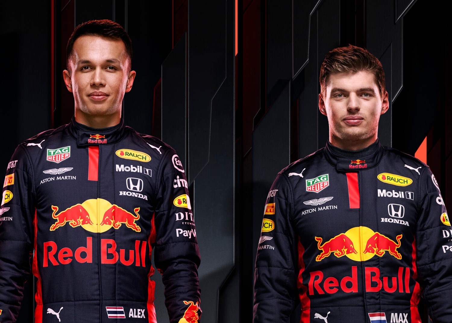 Albon (L) has been destroyed by his teammate Verstappen (R)