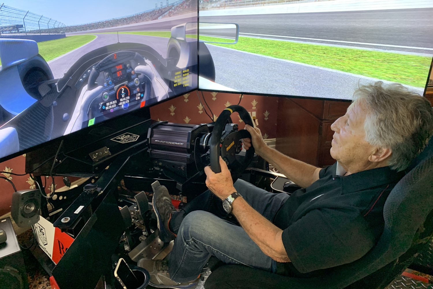 Racing legend Mario Andretti gets his first taste of SIM racing