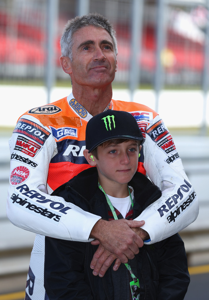Former 500cc World Champion Mick Doohan with son Jack in 2012