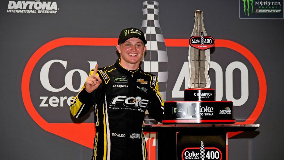Justin Haley earned his first Cup series victory with an unpredictable win at Daytona in the 2019 Coke 400 driving for Spire Motorsports