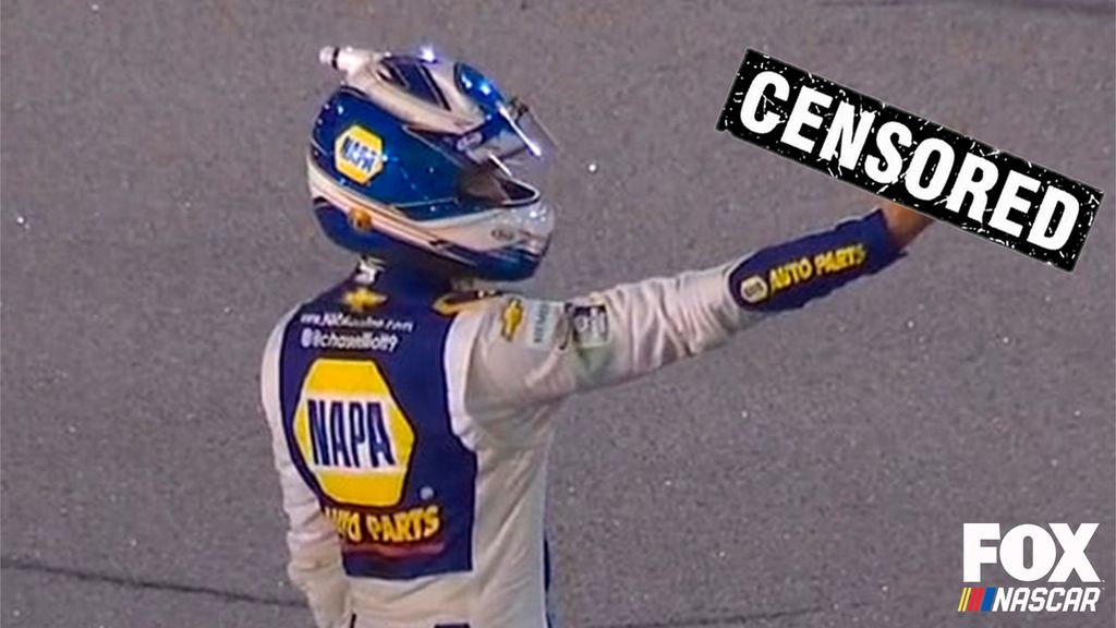 Chase Elliott gives Kyle Busch the middle finger salute