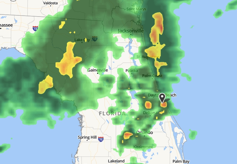 Weather radar at 6:55 pm ET