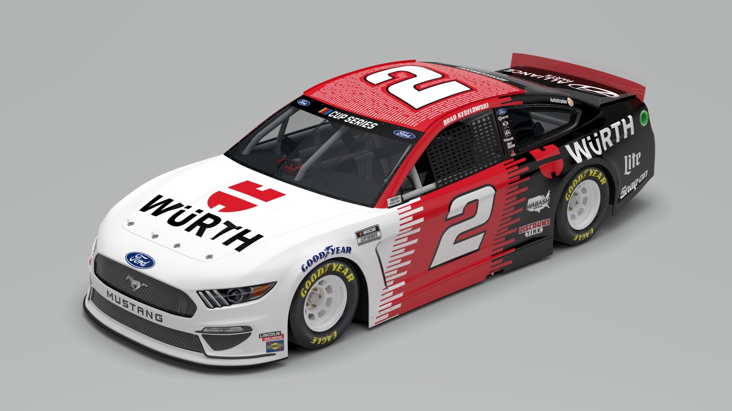 Team Penske's No. 2 Wurth USA/UTI Class of 2020 Ford Mustang, driven by 2012 Champion Brad Keselowski, will feature a one-of-a-kind paint scheme with the names of Universal Technical Institute recent graduates in the July 19 race at TMS