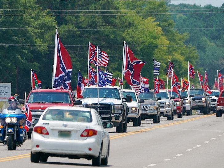 Confederate flag parade outside Talladega Speedway