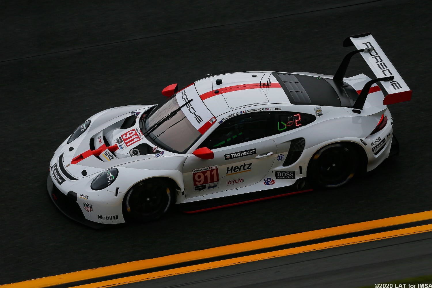 The #911 Porsche leads in GTLM