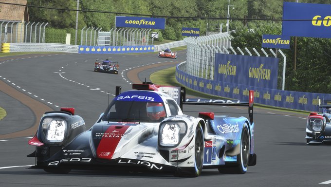 #1 Rebellion car in lead at virtual LeMans