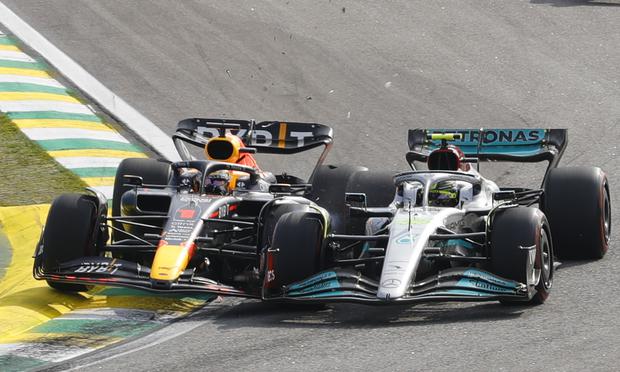 Verstappen is at the Apex and Lewis Hamilton turns down on him in Sao Paulo. Most people felt it was a racing accident but the F1 Race Stewards who worship Hamilton, gave Verstappen a penalty. As everyone has said, where was Verstappen to go? Is side-by-side racing thru a turn now outlawed?