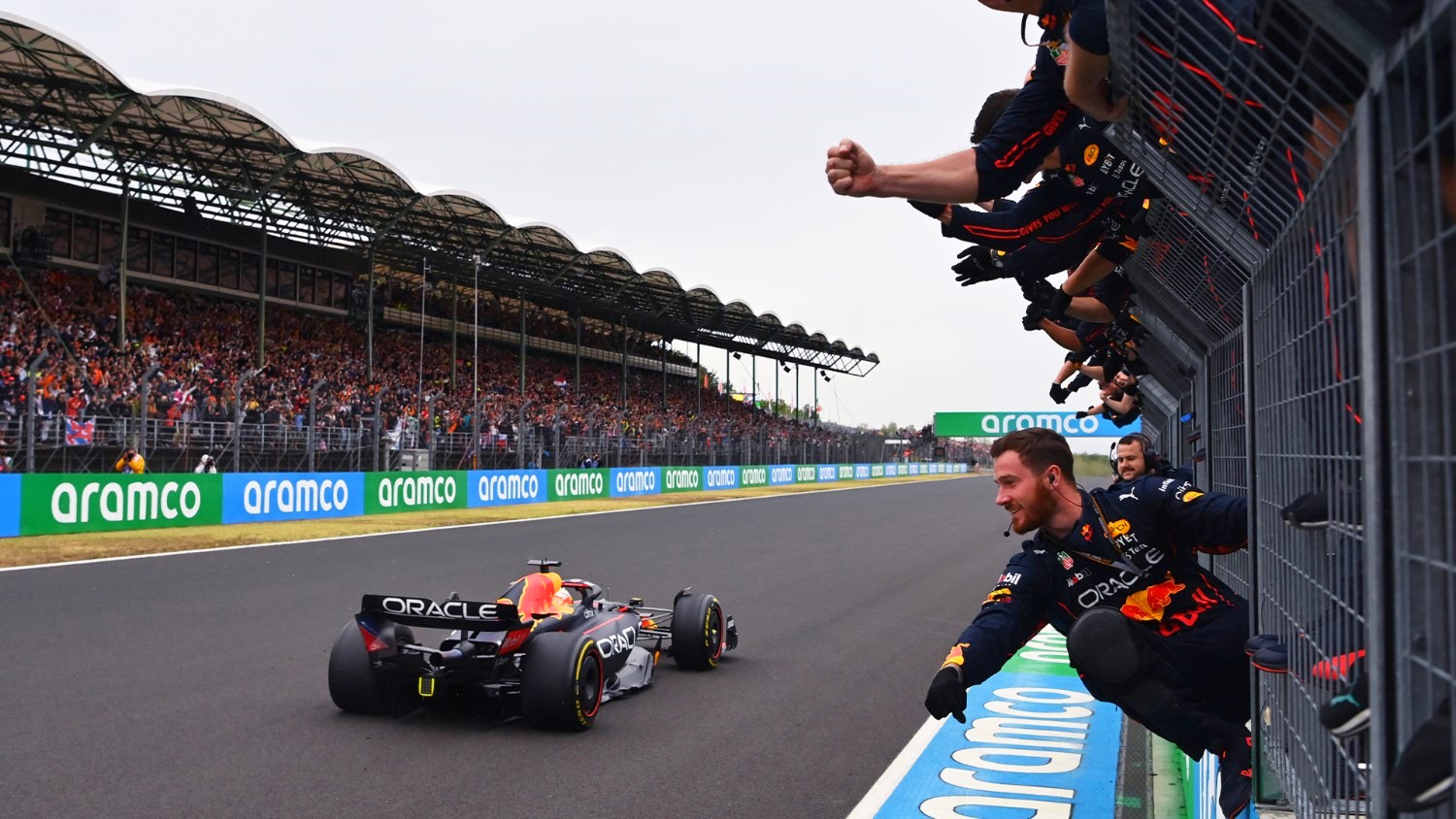 2022 Race winner Max Verstappen takes the checkered flag