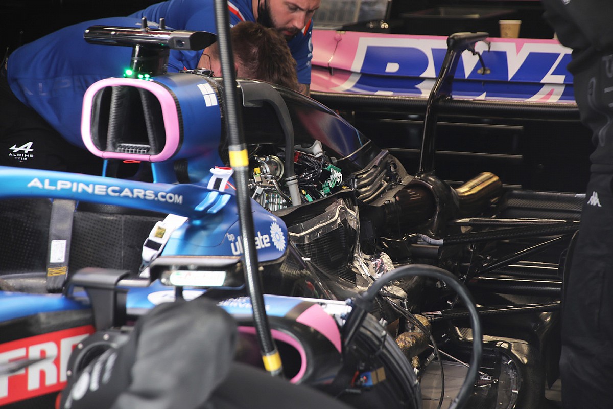 Engine area of Alpine F1 car