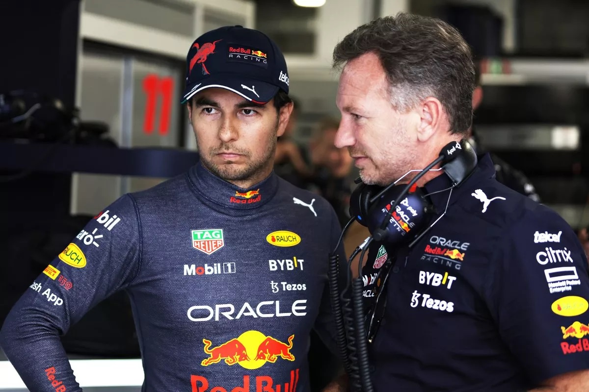 Sergio Perez and Christian Horner. Photo Courtesy of Red Bull Content Pool