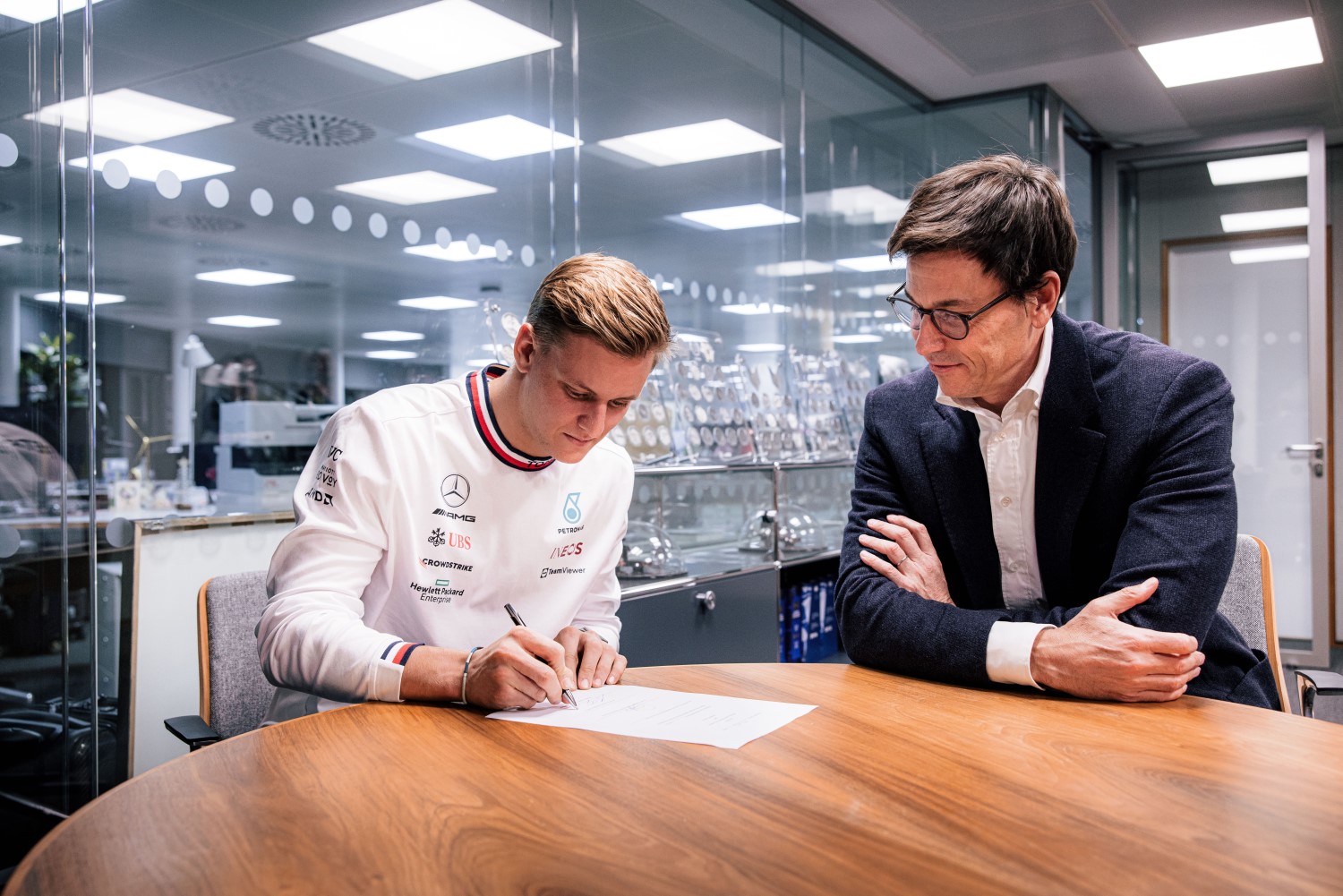 Mercedes-AMG PETRONAS F1 Team signs Mick Schumacher as Reserve Driver for 2023 as Team Boss Toto Wolff watches