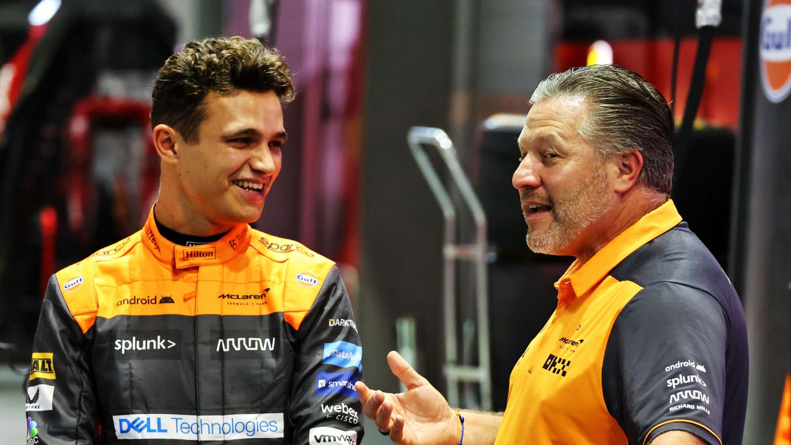McLaren driver Lando Norris and McLaren F1 boss Zak Brown