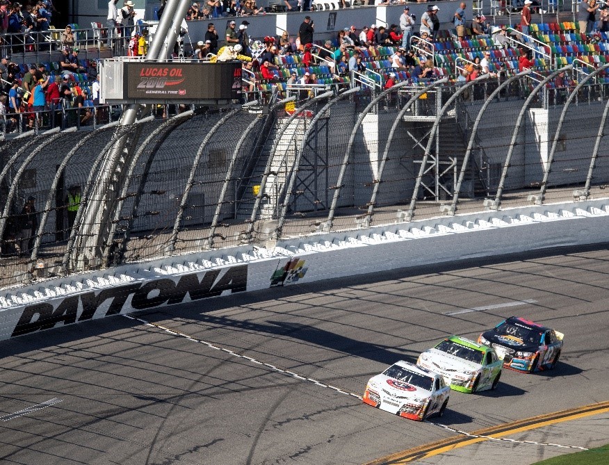 Corey Heim wins the Lucas Oil 200 driven by General Tire for the ARCA Menards Series at Daytona International Speedway on Feb. 19, 2021. (Adam Glanzman/NASCAR)