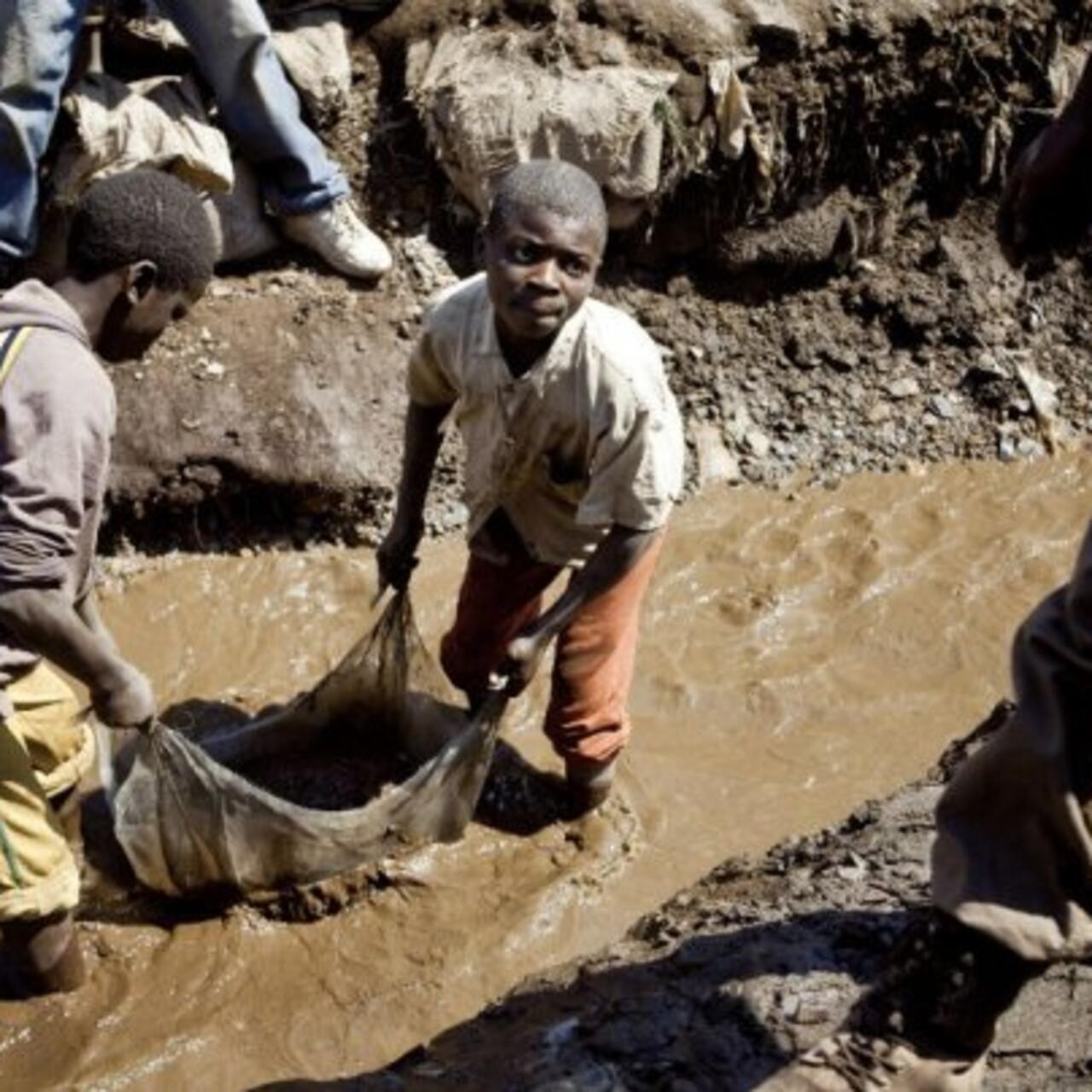 Child labor in the Congo mining for Cobalt for electric car batteries. Most die at a young age.