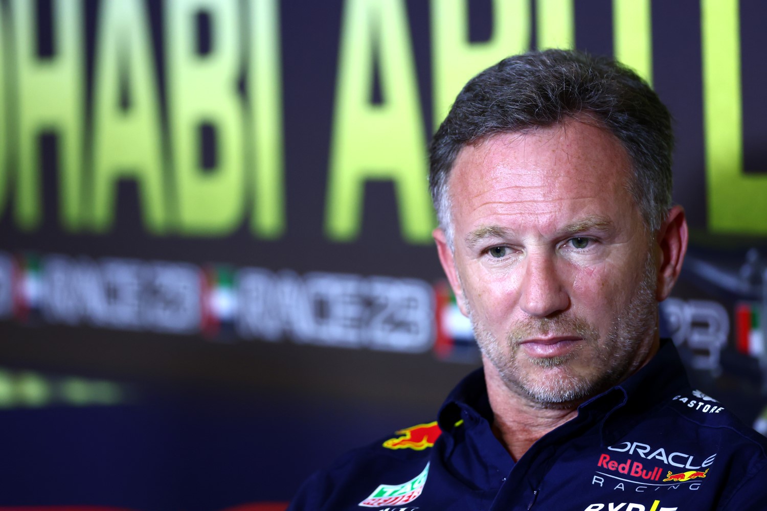 Red Bull Racing Team Principal Christian Horner attends the Drivers Press Conference during practice ahead of the F1 Grand Prix of Abu Dhabi at Yas Marina Circuit on November 24, 2023 in Abu Dhabi, United Arab Emirates. (Photo by Dan Istitene/Getty Images) // Getty Images / Red Bull Content Pool