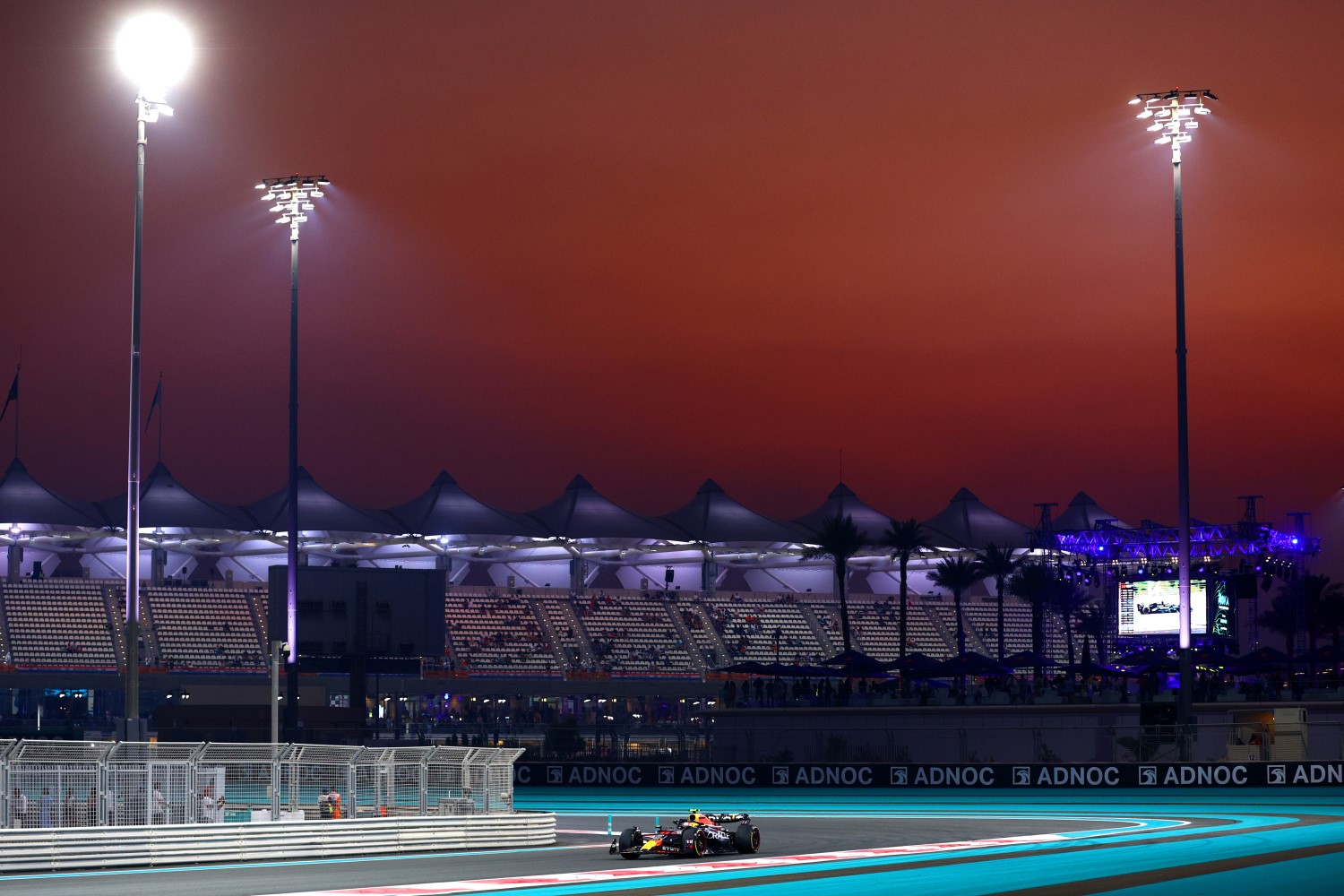 Sergio Perez of Mexico driving the (11) Oracle Red Bull Racing RB19 on track during practice ahead of the F1 Grand Prix of Abu Dhabi at Yas Marina Circuit on November 24, 2023 in Abu Dhabi, United Arab Emirates. (Photo by Clive Rose/Getty Images) // Getty Images / Red Bull Content Pool