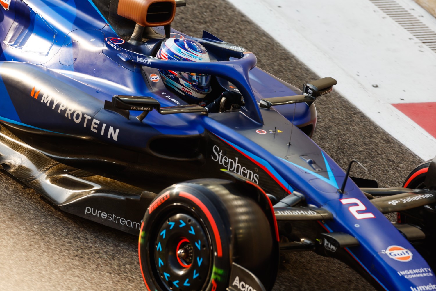 Logan Sargeant, Williams FW45 during the Abu Dhabi Post-Season Testing at Yas Marina Circuit on Tuesday November 28, 2023 in Abu Dhabi, United Arab Emirates. (Photo by Steven Tee / LAT Images)