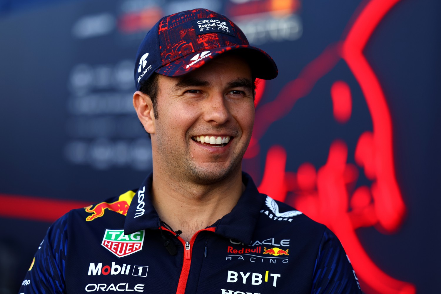 Sergio Perez of Mexico and Oracle Red Bull Racing looks on in the Paddock during previews ahead of the F1 Grand Prix of United States at Circuit of The Americas on October 19, 2023 in Austin, Texas. (Photo by Mark Thompson/Getty Images) // Getty Images / Red Bull Content Pool
