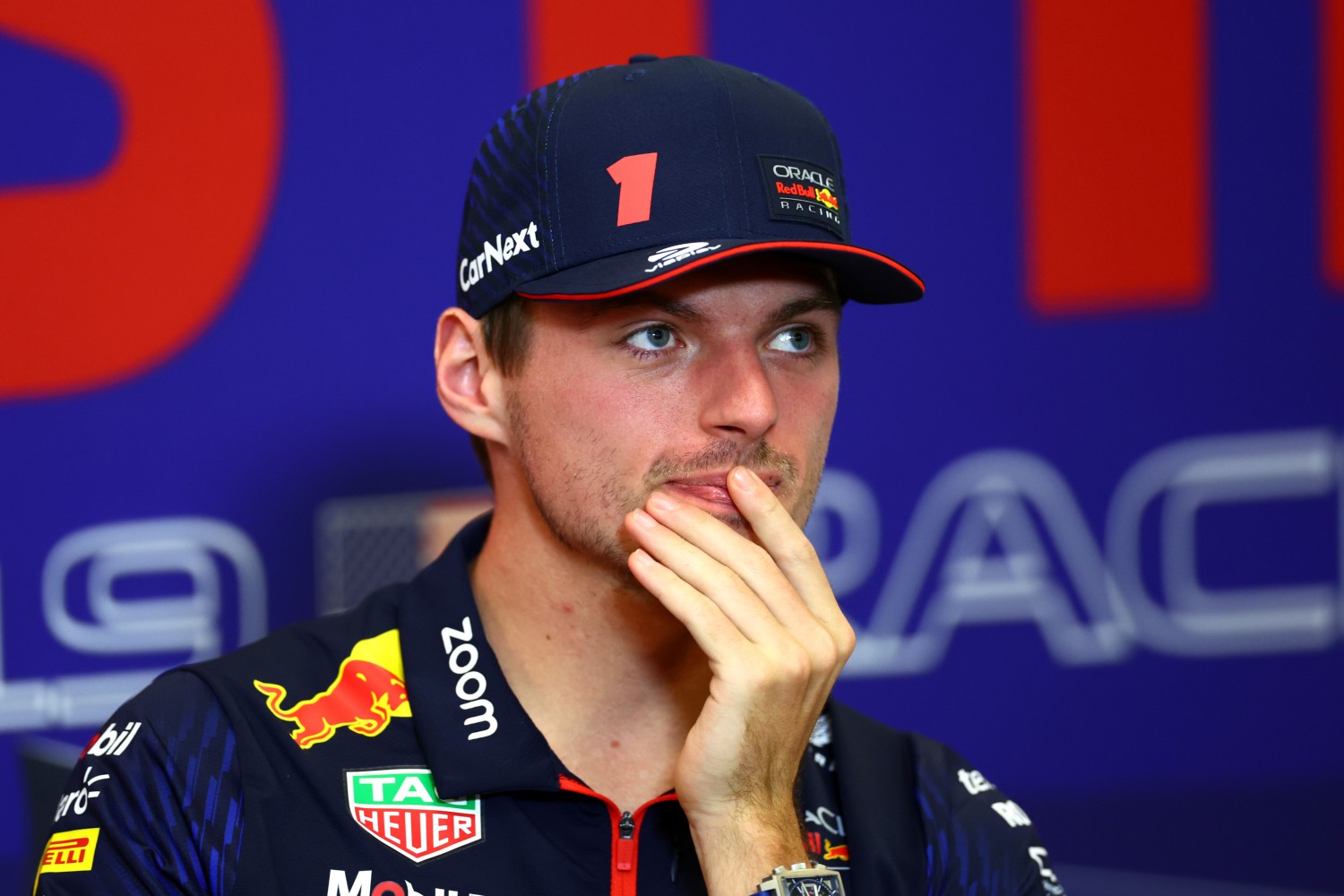 Max Verstappen of the Netherlands and Oracle Red Bull Racing attends the Drivers Press Conference during previews ahead of the F1 Grand Prix of United States at Circuit of The Americas on October 19, 2023 in Austin, Texas. (Photo by Dan Istitene/Getty Images) // Getty Images / Red Bull Content Pool //
