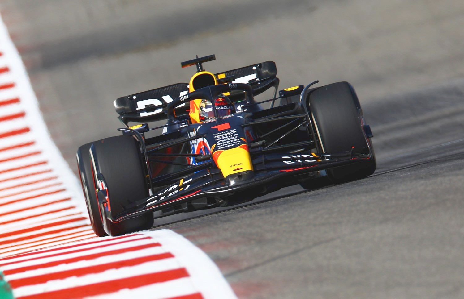 Max Verstappen of the Netherlands driving the (1) Oracle Red Bull Racing RB19 on track during practice ahead of the F1 Grand Prix of United States at Circuit of The Americas on October 20, 2023 in Austin, Texas. (Photo by Mark Thompson/Getty Images)