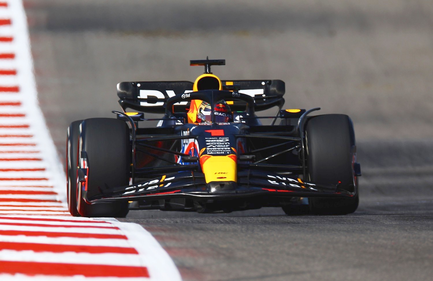 Max Verstappen of the Netherlands driving the (1) Oracle Red Bull Racing RB19 on track during Sprint Qualifying ahead of the F1 Grand Prix of United States at Circuit of The Americas on October 21, 2023 in Austin, Texas. (Photo by Mark Thompson/Getty Images)