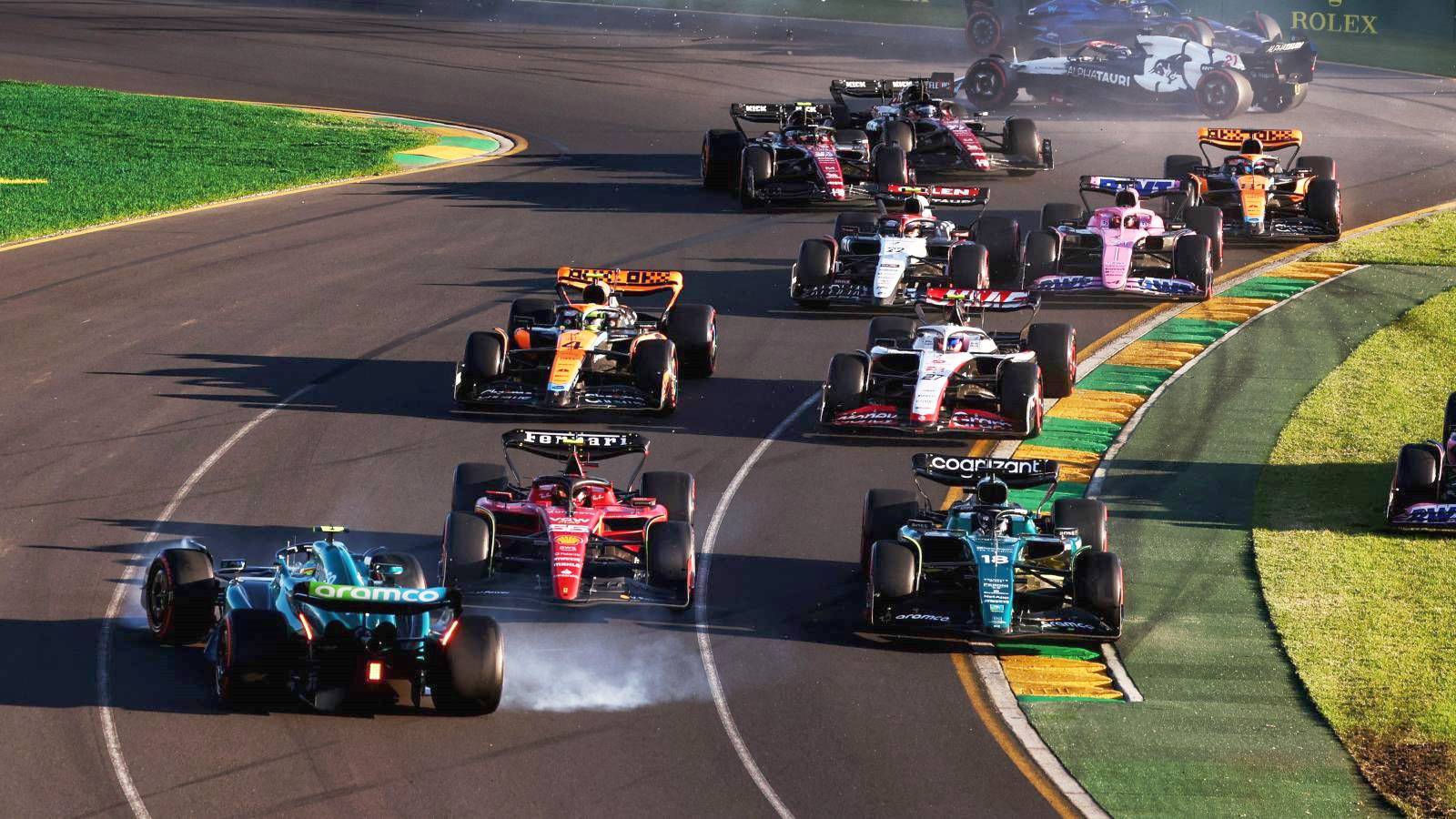 Fernando Alonso gets turned around by Carlos Sainz Jr. in 2023 Australian GP