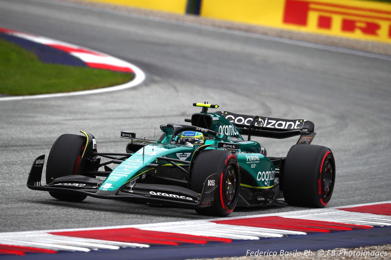 #14 Fernando Alonso, (ESP) Aramco Aston Martin Mercedes during the Austrian GP, Spielberg 29 June-2 July 2023 at the RedBull Ring, Formula 1 World championship 2023.