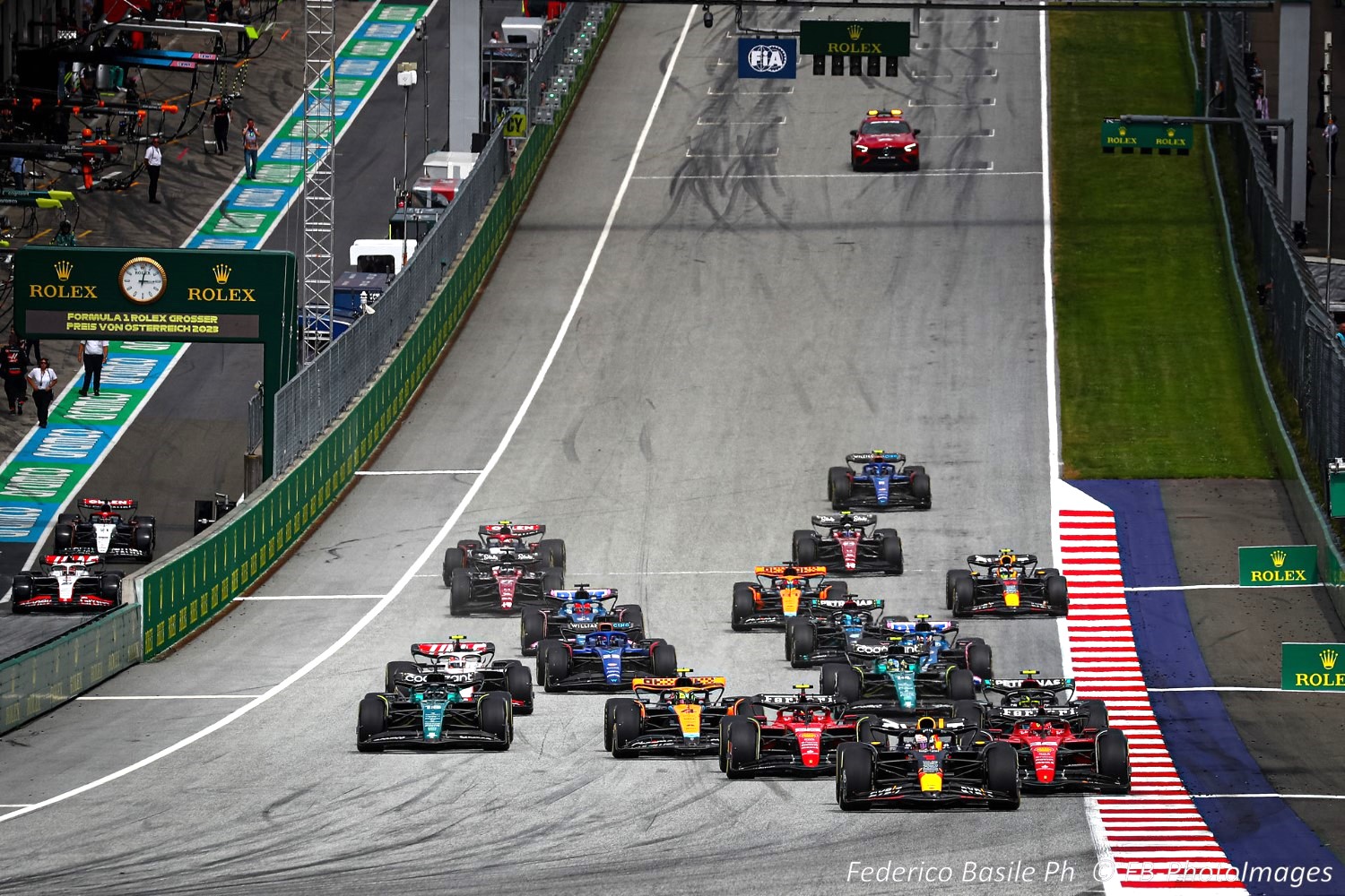 Start of the race during the Austrian GP, Spielberg 29 June-2 July 2023 at the RedBull Ring, Formula 1 World championship 2023.